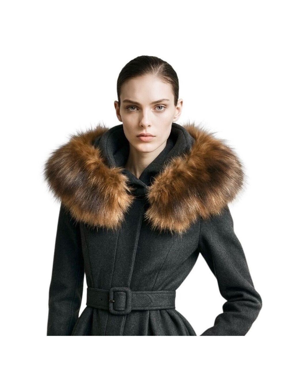 Vintage red fox fur front snap art deco mid century style caplet collar wrap